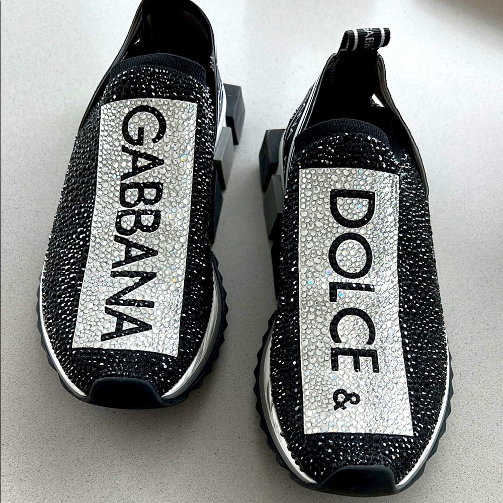 Dolce Gabbana black sneaker Swarovski Crystals